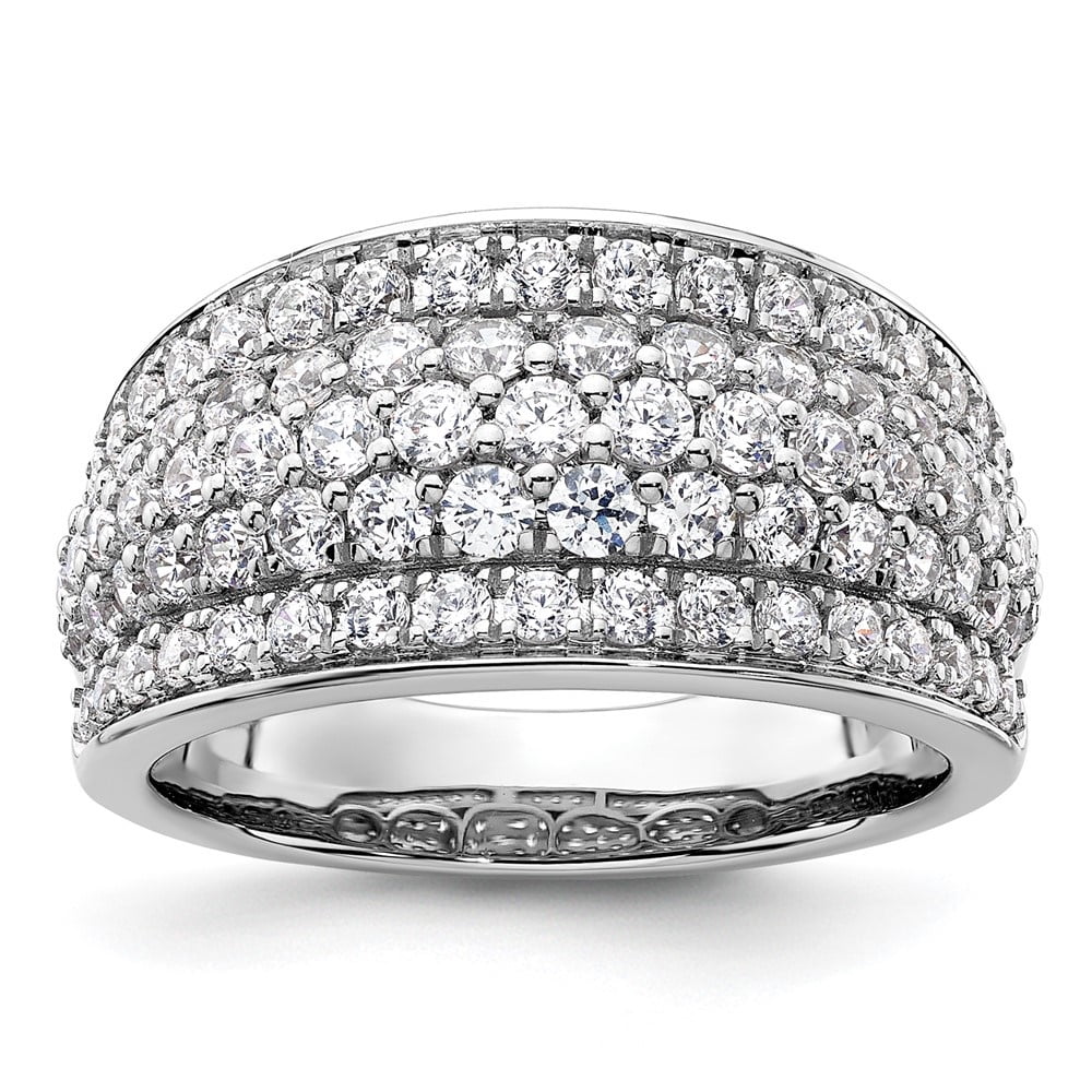 Auriga 14k White Gold Lab Grown Diamond VS/SI GH, Layered Band for Women Size- 7