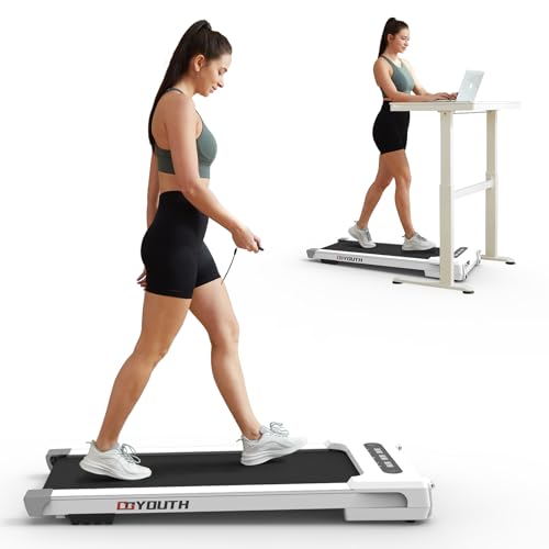 GOYOUTH 2 in 1 Under Desk Electric Treadmill Motorized Exercise Machine with Wireless Speaker, Remote Control and LED Display