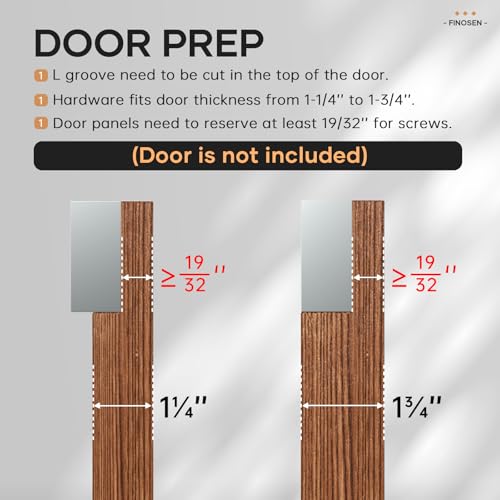 36inch Concealed Sliding Barn Door Hardware with Soft Close Mechanism, Aluminum Track, Invisible Floor Track, Fit MIN Opening Width 28in