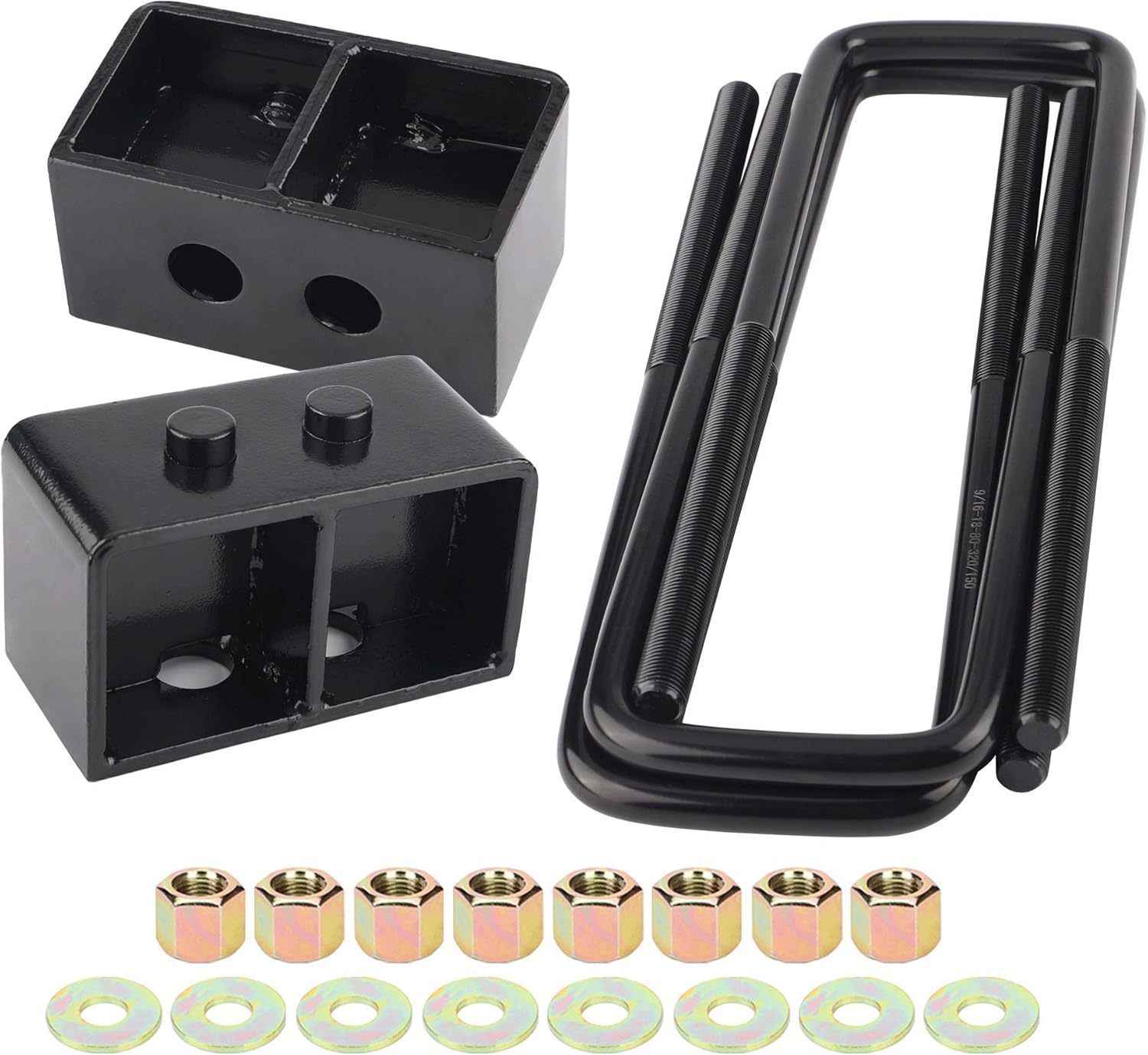 3" Rear Leveling Lift Block Kits Extended Square U-Bolts Compatible with 2004-2019 F150 2WD 4WD Pickup Pack of 2