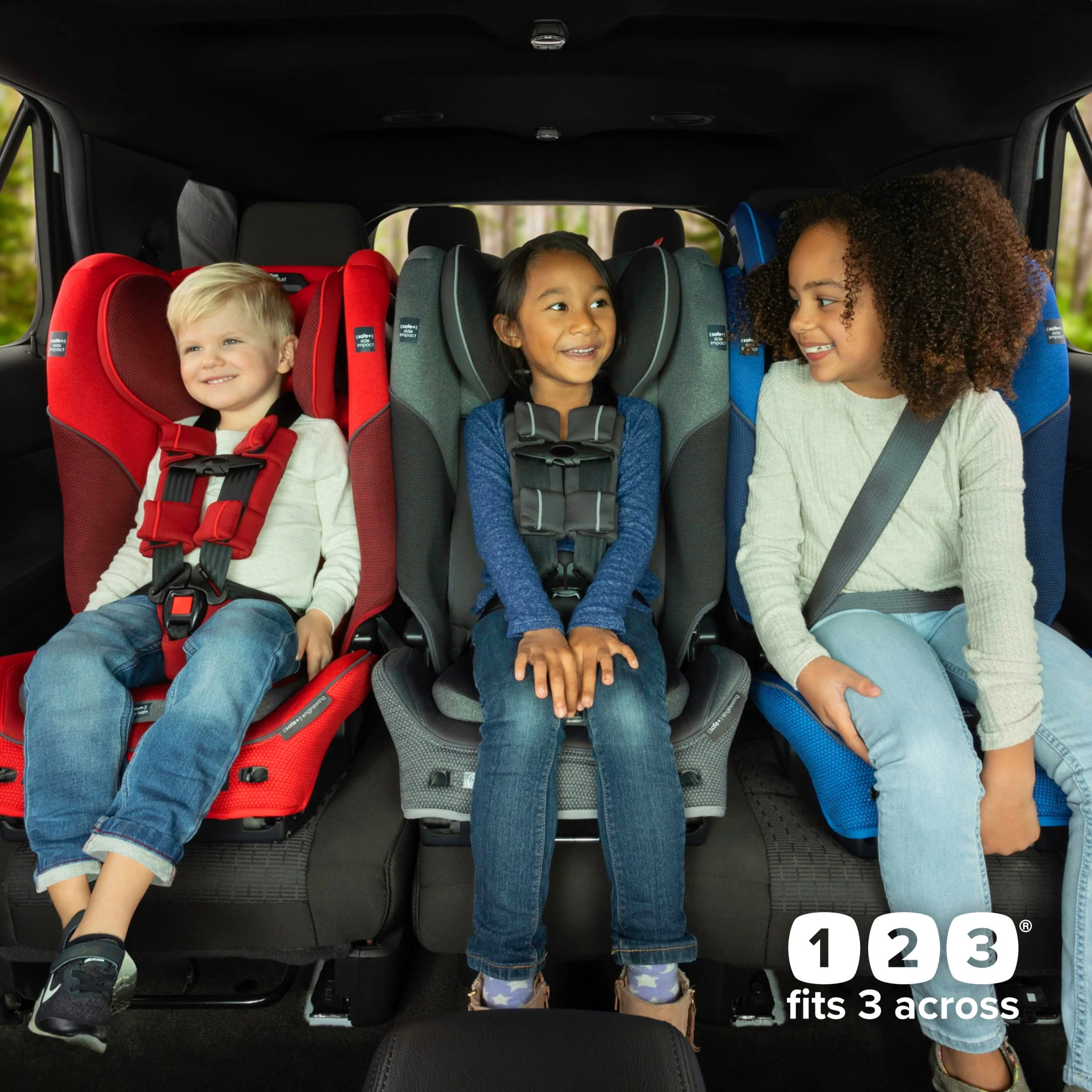 Diono Radian 3QXT SafePlus All-in-One Convertible Car Seat, Slim Fit 3 Across, Red