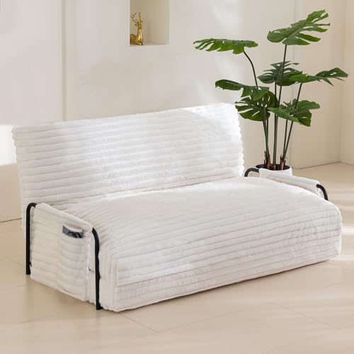 YOSHOOT Adjustable Lazy Floor Sofa, Convertible Bean Bag Sofa Bed Couch, 5-Position Foldable Sleeper Chair with Armrest