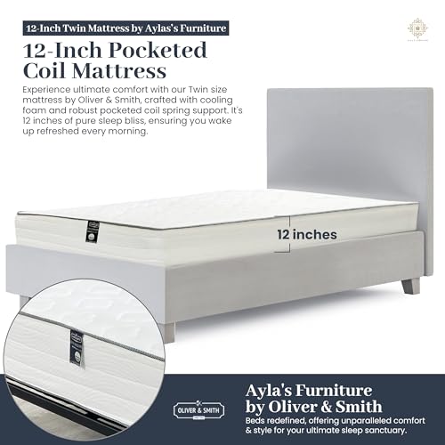 Twin Bed Mattress – 12 Inch Hybrid Twin Mattress with Pocketed Coil Spring with High Density & Comfort Cold Foam - Eco-Friendly