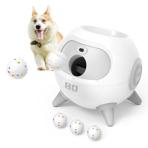 uahpet iRetriever Dog Ball Launcher with 4Pcs Balls, Automatic Obstacle Avoidance Dog Ball Launcher Suitable for Medium & Large Dogs