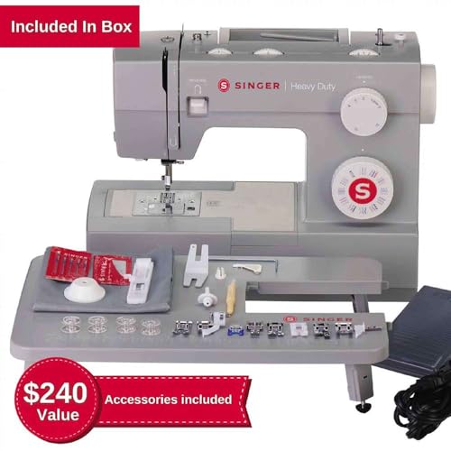 SINGER Heavy Duty 6380 Sewing Machine with Extension Table & Accessory Kit | Strong Motor with Enhanced Piercing Power, 110 Stitch Applications