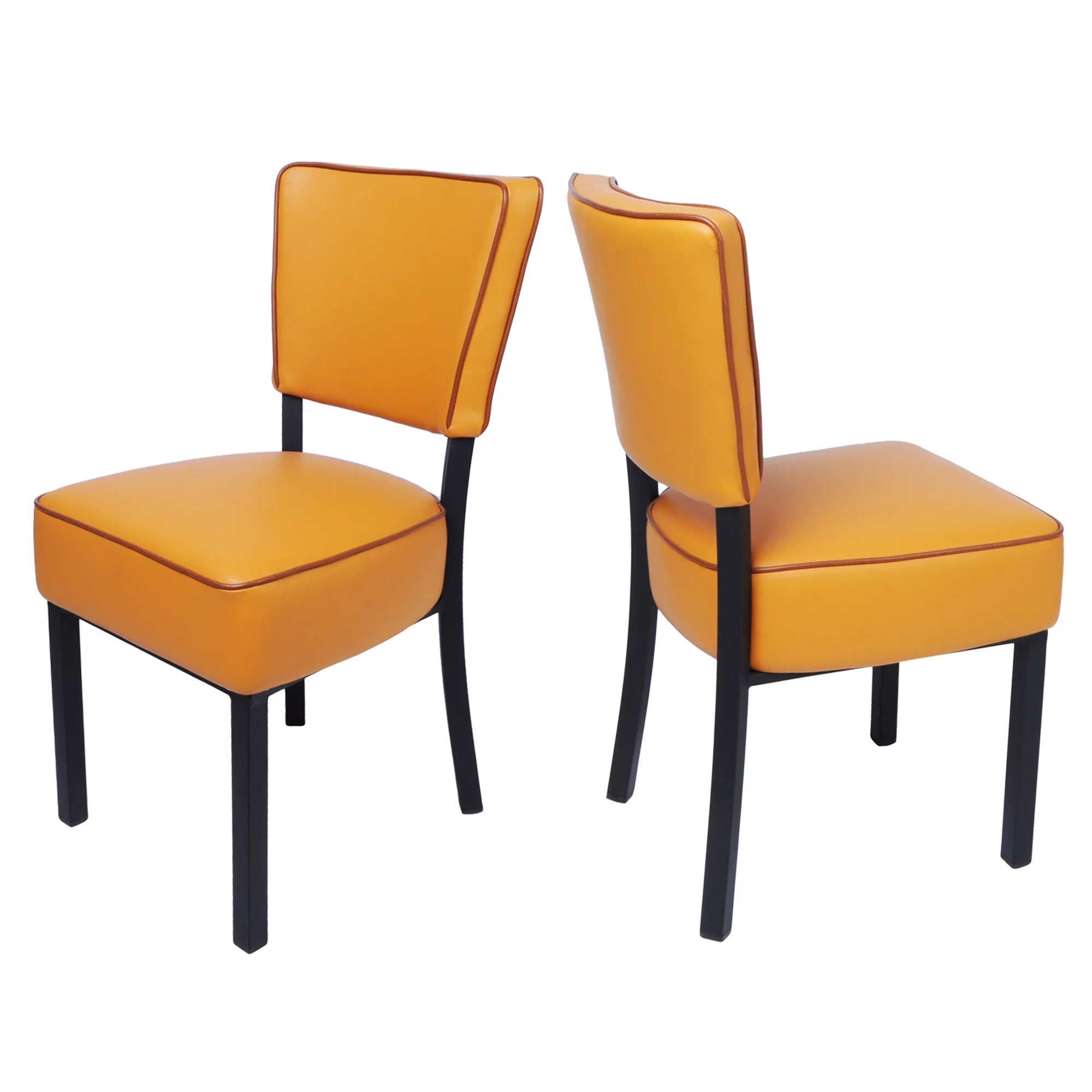 KARMAS PRODUCT Kitchen Dining Chairs Set of 2 Modern Classic Leather Side Chair for Dining Room Cafe Bedroom, Orange