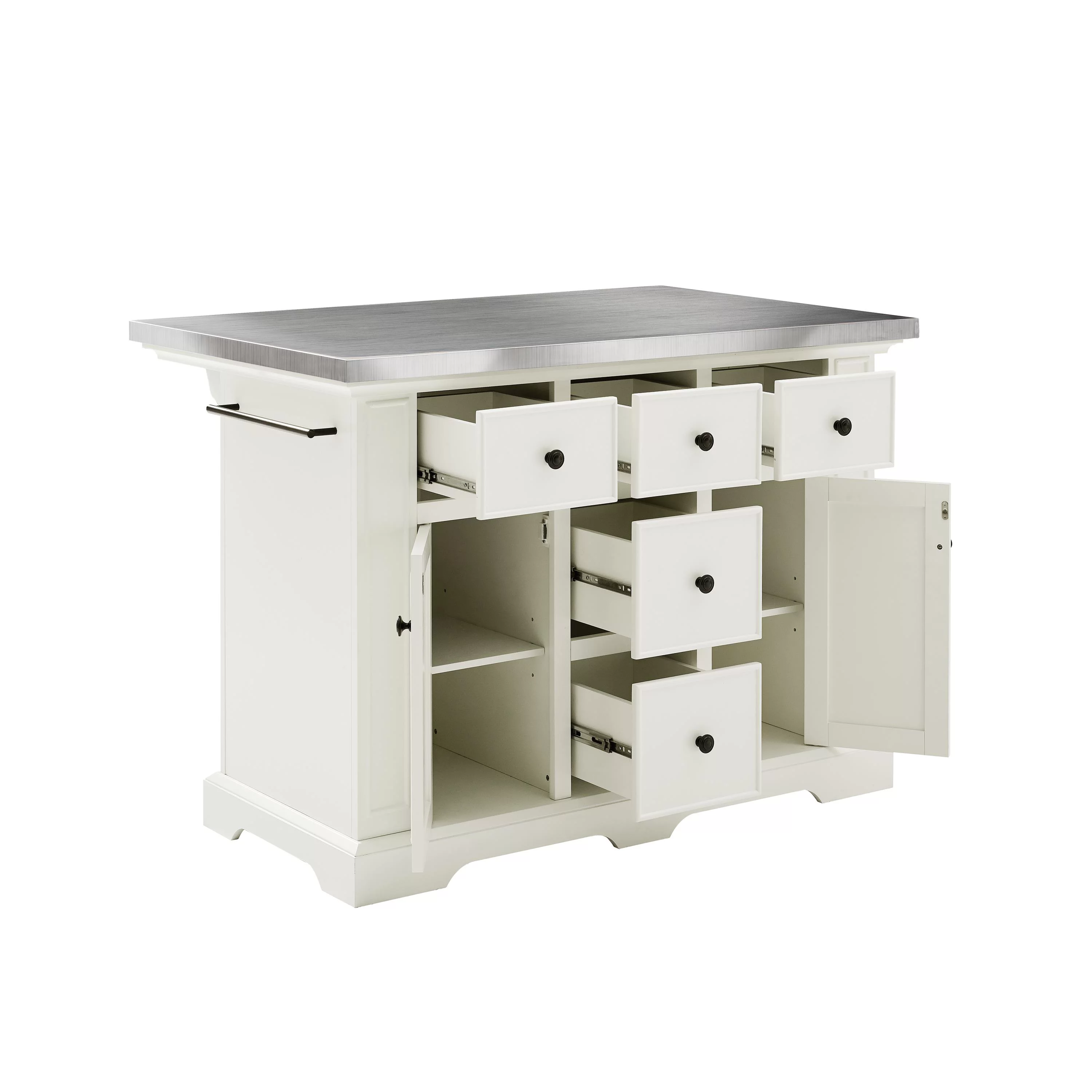 Crosley Furniture Julia Stainless Steel Metal Top Kitchen Island in White