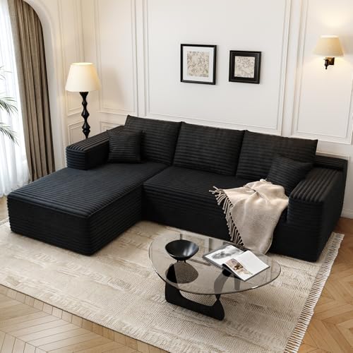 107.5" Cloud Modular Sectional Sofa with 1 Ottoman,Modern Minimalist Upholstered Couches, Comfort U Shaped Sofa for Living Room