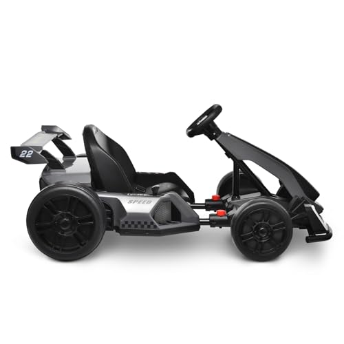 Blitzshark 24V Kids Go Kart 300W Powerful Drift Kart Electric Pedal Kart Outdoor Race Toy, with 2X150W Strong Motor, 7AH Big Battery