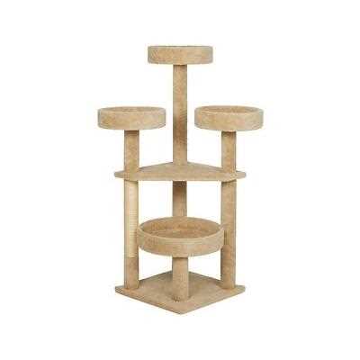 Frisco 65-in Real Carpet Scratch and Lounge Cat Tree, Beige - Pet Supplies online store