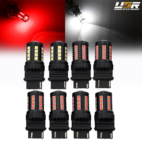 USR 96-04 Mustang V6/GT Plug and Play Tail Light Wire Harness for Sequential Signal + Total of 8 Cabnus LED Bulbs for Red Brake + White Reverse (Left