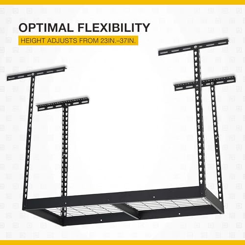 Klutch Gladiator Overhead Garage Storage Rack &mdash; Adjustable Height, 96in.L x 48in.D x 23&ndash;37in.H