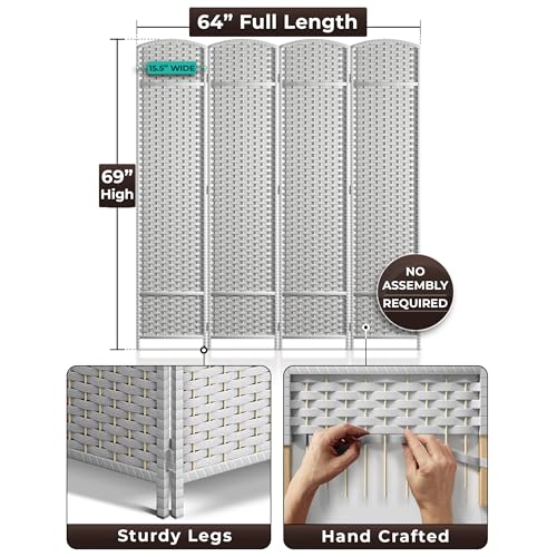 Sorbus 8-Panel Black Room Divider with Double Hinged Panels, 6 ft Tall Folding Privacy Screen