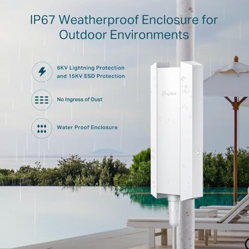 TP-Link Omada Long Range Outdoor Access Point | WiFi Extender Outdoor Universal Compatible | WiFi 6 AX1800 Dual Band | IP68 Weatherproof | Seamless