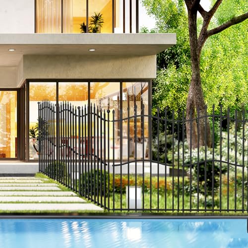 8 Panels Tall No Dig Garden Fence - 40in H x 18ft L, Reinforced Square Tube Rustproof Animal Barrier