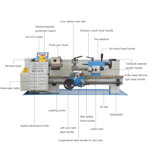 Mini Metal Lathe CJ0618 Metric Thread 750W Benchtop Precision Metal Wood Horizontal Lathe 0-2500rpm Variable Speed 7"*14" 110V for Teaching and