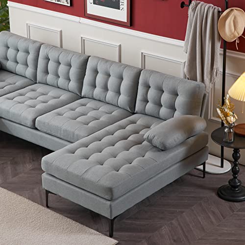Karl home Convertible Sectional Sofa 110" U-Shape Sofa Couch 4-Seat Couch with Chaise ChenilleFabric Upholstered for Living Room, Apartment, Office