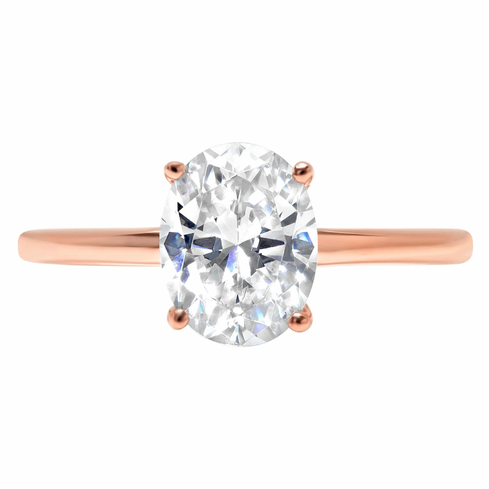 2.5 ct Oval Cut Real Genuine Natural Diamond SI1-SI2 I-J 18K Rose Gold Solitaire Promise Wedding Statement Engagement Designer Ring size 3.5