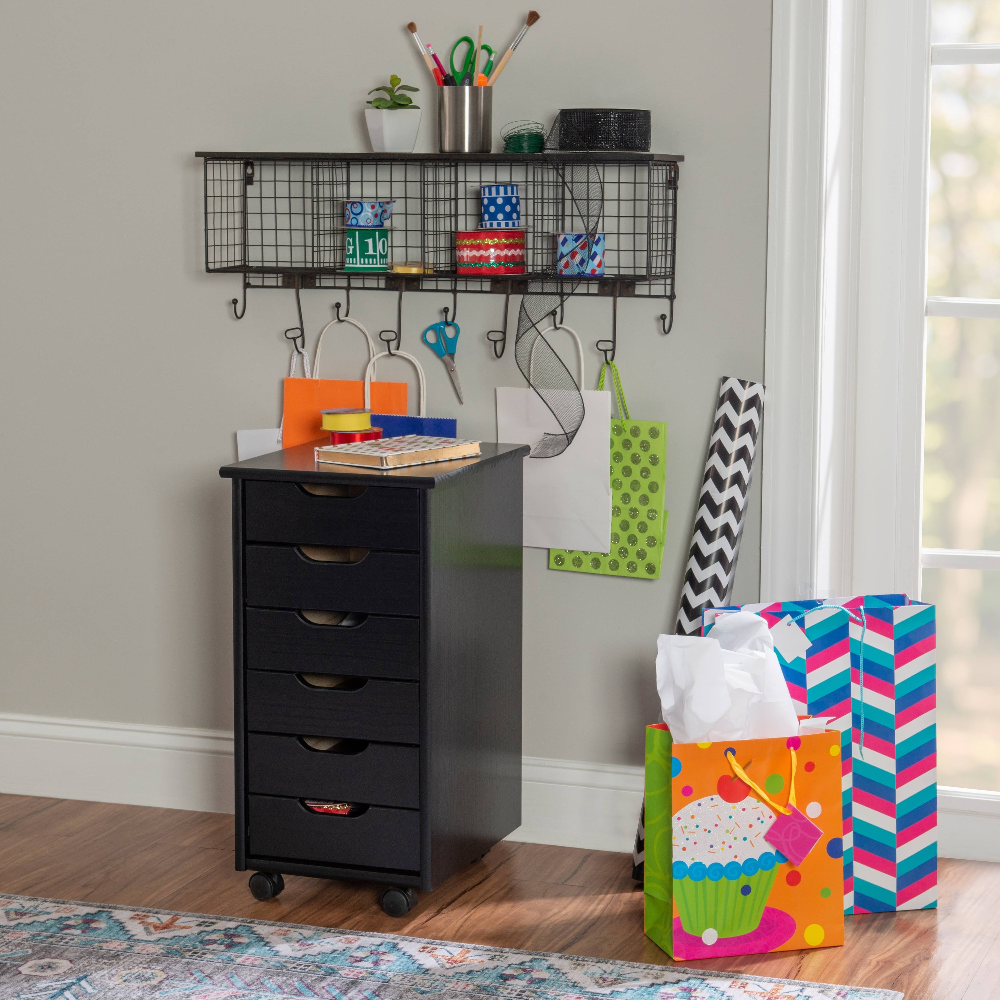 Linon Home Dcor Bridgton Six Drawer Roll Cart - Black