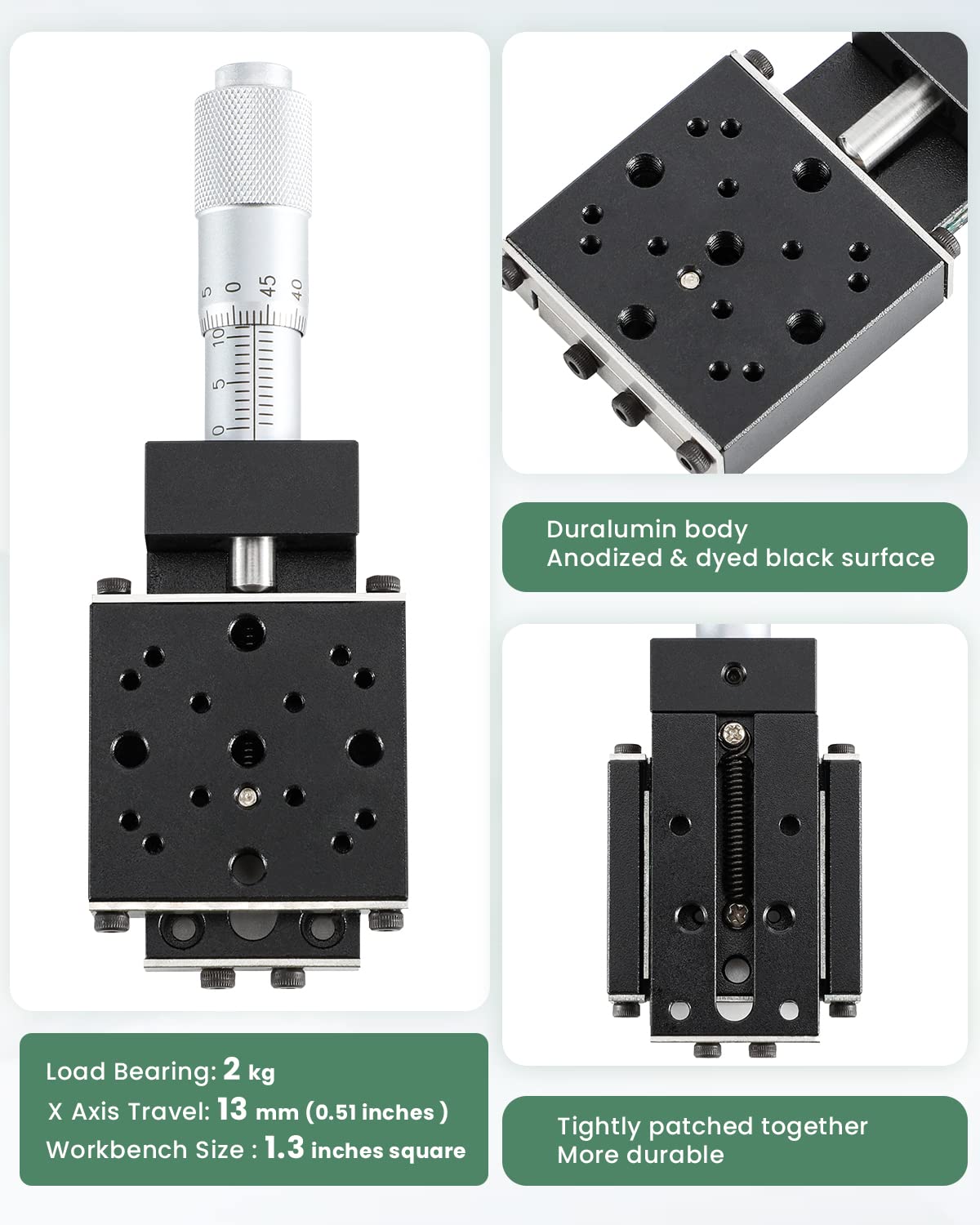 Huanyu X Axis Micrometer Translation Stage X Linear Stage Precision Displacement Table Station Optical Sliding Table 13mm Travel Trimming Bearing