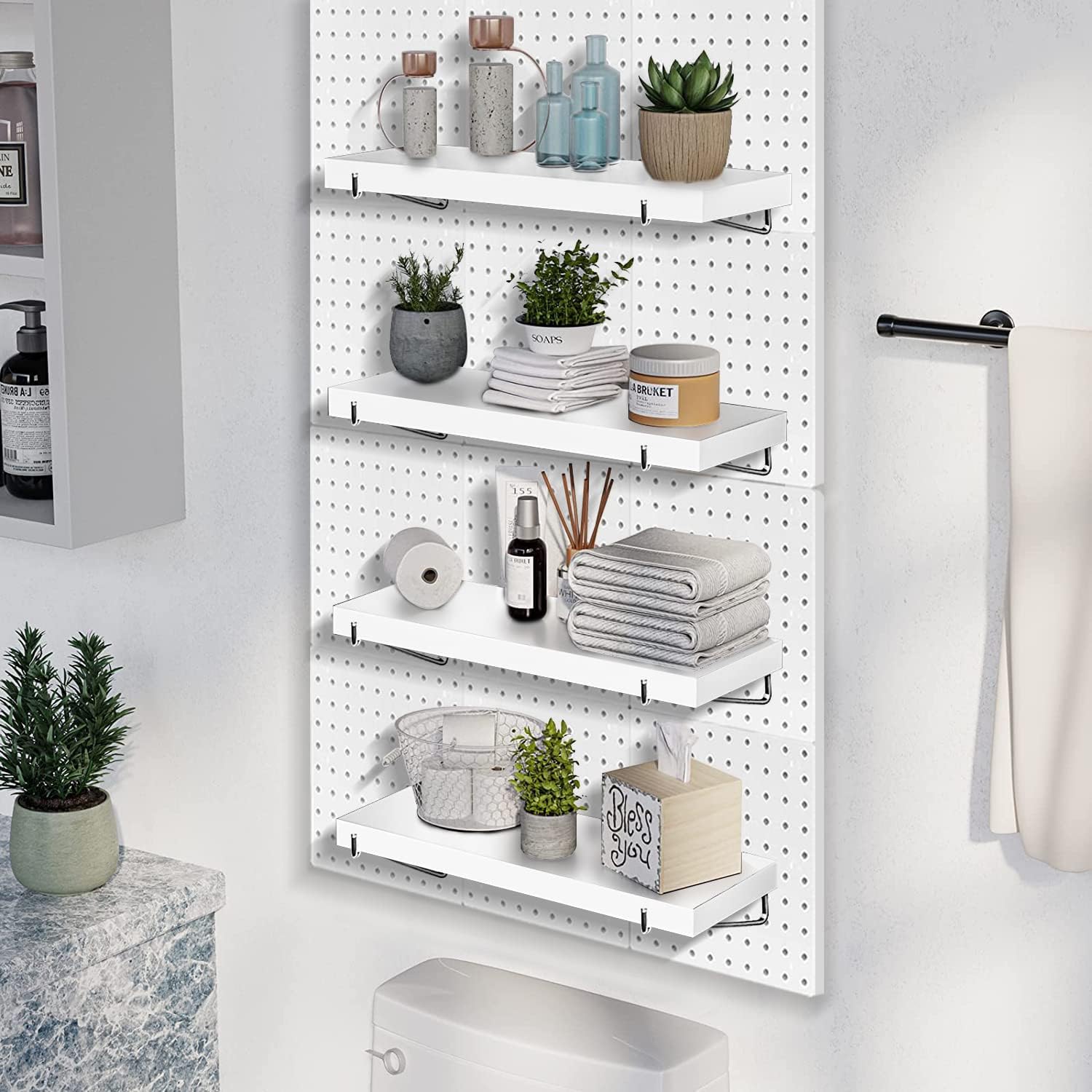 Pegboard Shelf Set, Pegboard Shelves with Steel Pegboard Brackets Pegboard Hooks