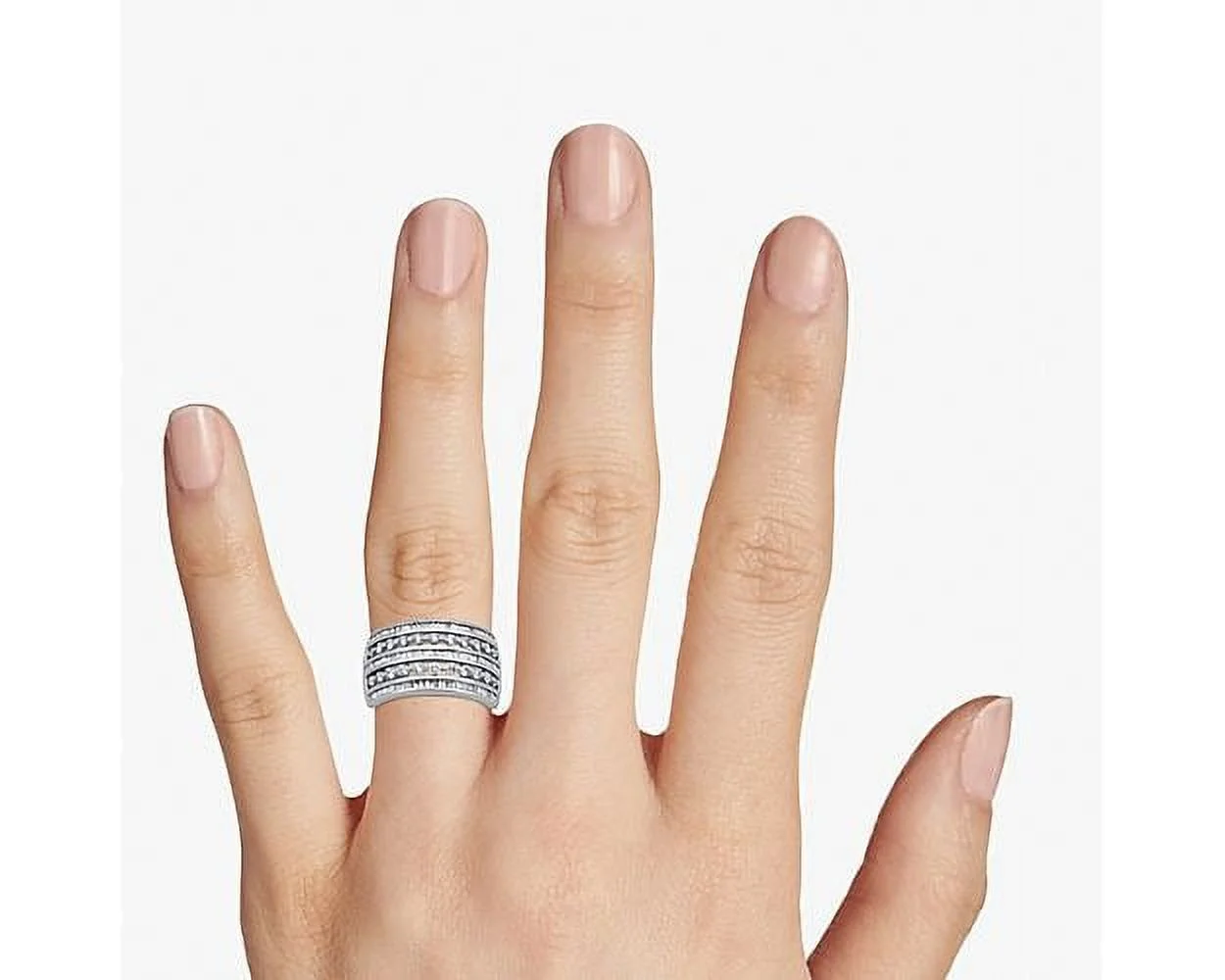 1.20 Carat Brilliant Baguette Cut Genuine Diamond Wonderful Eternity Band for Ladies Solid 14K White Gold Size 10.5