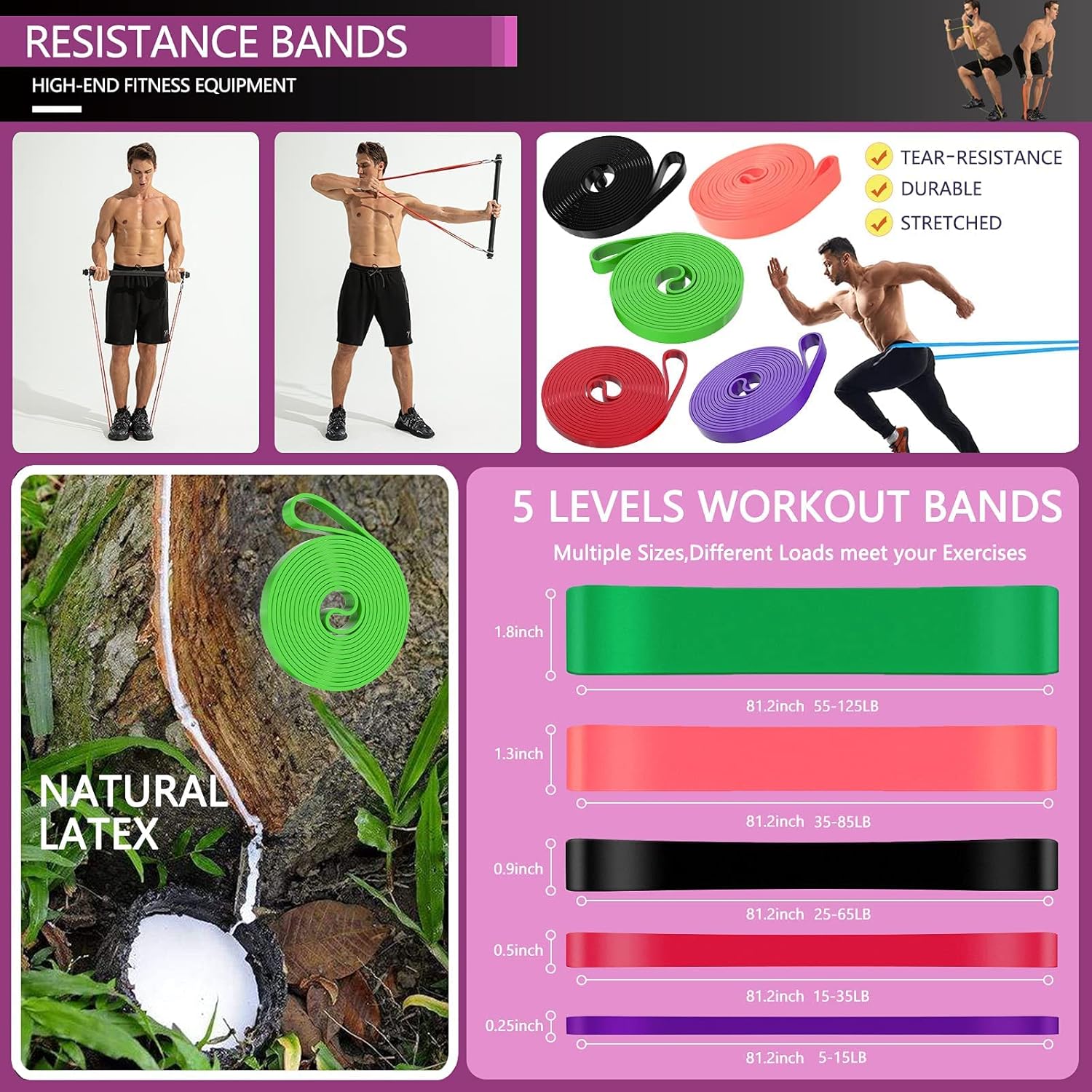 Resistance Bands Bar Set Portable Home Gym Equipment for Adults Strength Training for Chest Press Deadlift Squats Curl Full Body Workout Bands