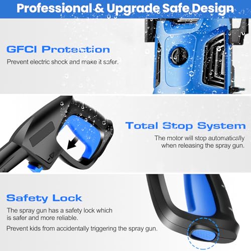 Electric Pressure Washer 4800 PSI 4.0 GPM Power Washers Electric Powered with with 33ft Pressure Hose, 4 Nozzle and Foam Cannon