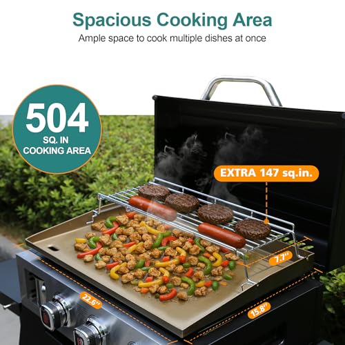 Brand-Man Griddle Grill Combo 6-Burner, 2 in 1 Versatile Propane Gas Grill and Griddle with Double Stainless Steel Lids