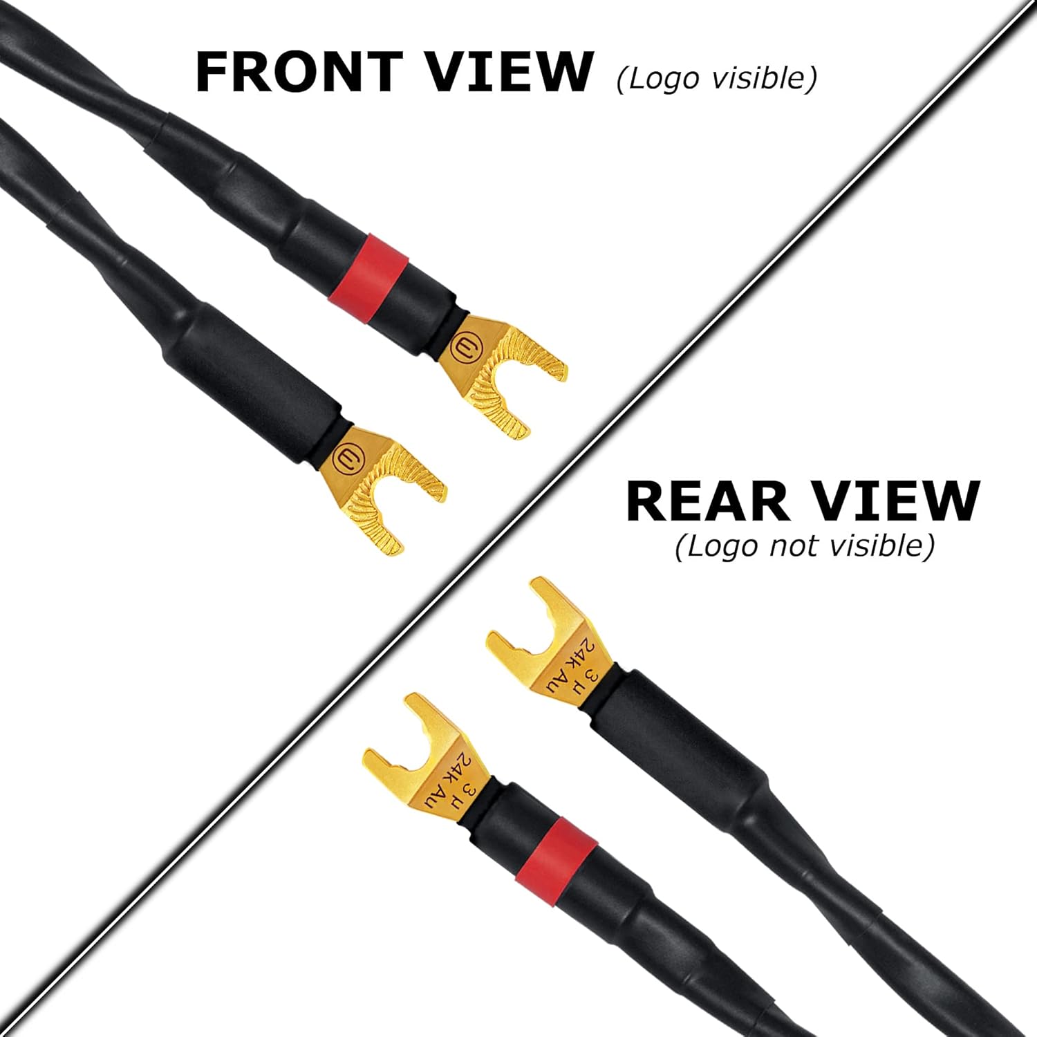 10 Foot - Canare 4S11 – Audiophile Grade - HiFi Star-Quad Speaker Cable Pair with Eminence Gold Spade Connectors