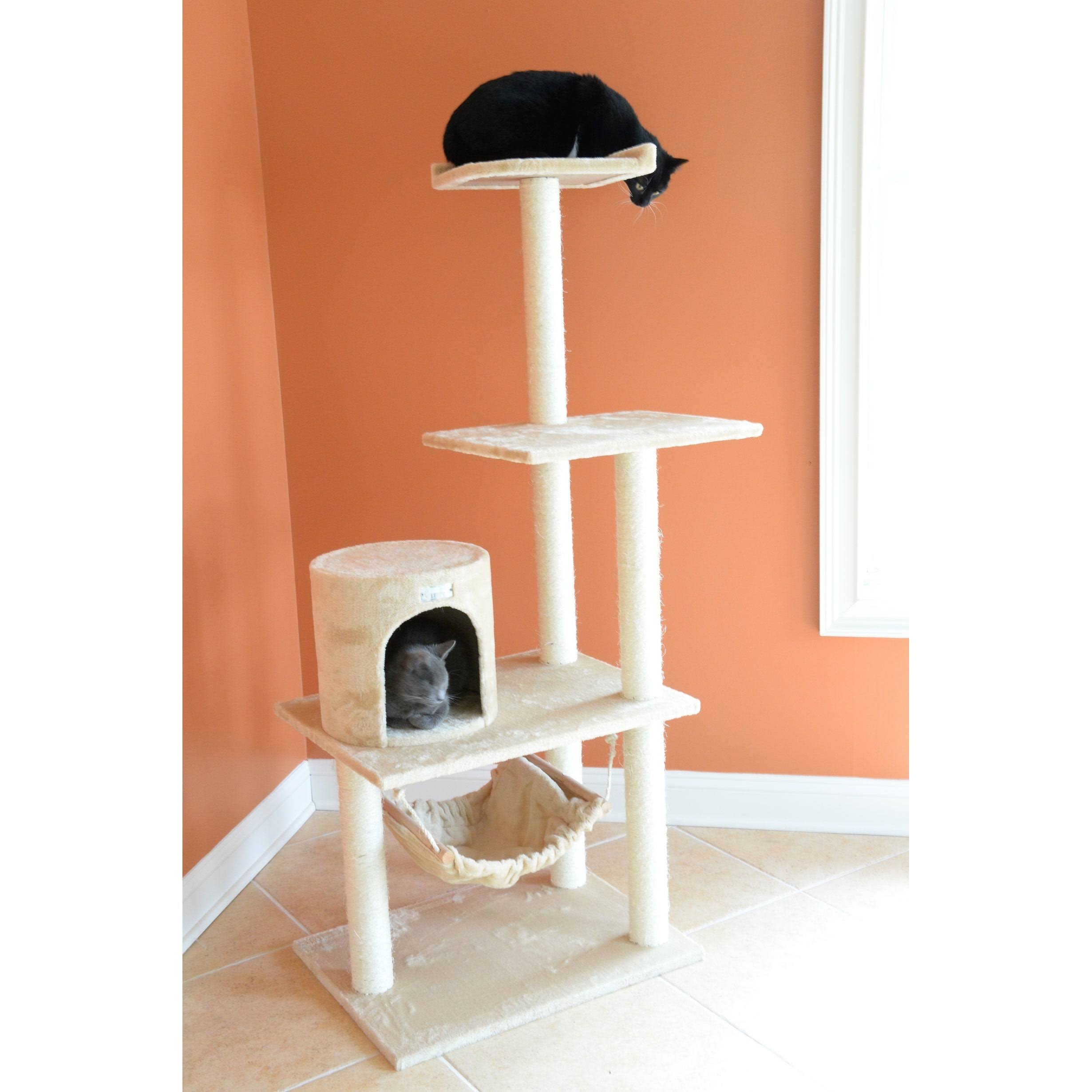 GleePet GP78590222 Cat Tree with Hammock 59-Inch Silver Gray