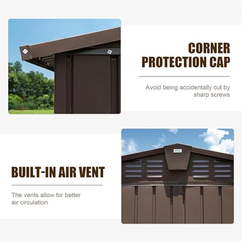 6x4 ft Small Outdoor Metal Storage Shed with Floor Frame & Lockable Door, Heightened Entry Garden Tool Shed for Backyard, Durable Galvanized Steel
