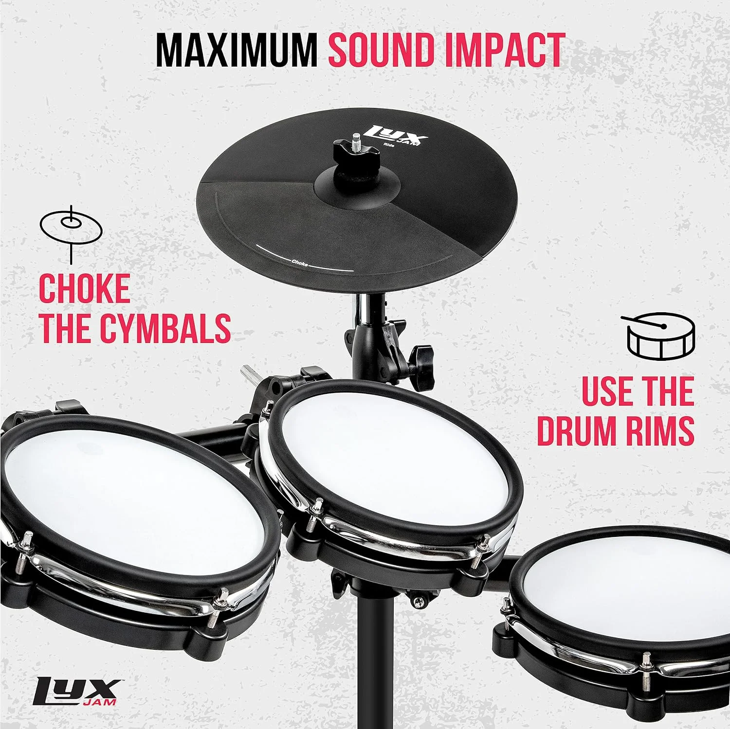 LyxJam 8-Piece Electronic Drum Set, Adult, Professional Electric Drum Set
