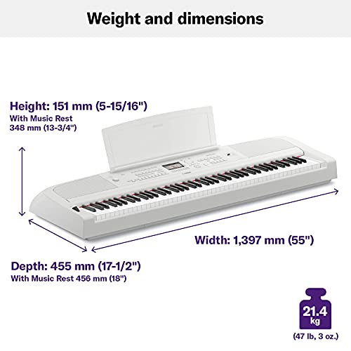 Yamaha 88-Key Weighted Digital Piano, with Foot Switch and Music Rest, Black-Furniture Stand Sold Separately, ‎167.64 x 45.72 x 20.32 cm (DGX670B)