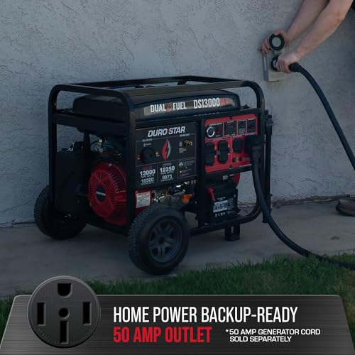 DS13000MX 13,000-Watt 500cc Dual Fuel Portable Generator - Gas and Propane, Remote Electric Start, Whole Home Power Backup, Transfer Switch Ready