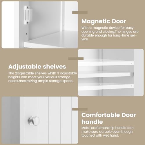 Iwell 67" Tall Bathroom Cabinet, Storage Cabinet with 2 Doors & 1 Drawer, Bathroom Storage Cabinets with Adjustable Shelves, for Living Room