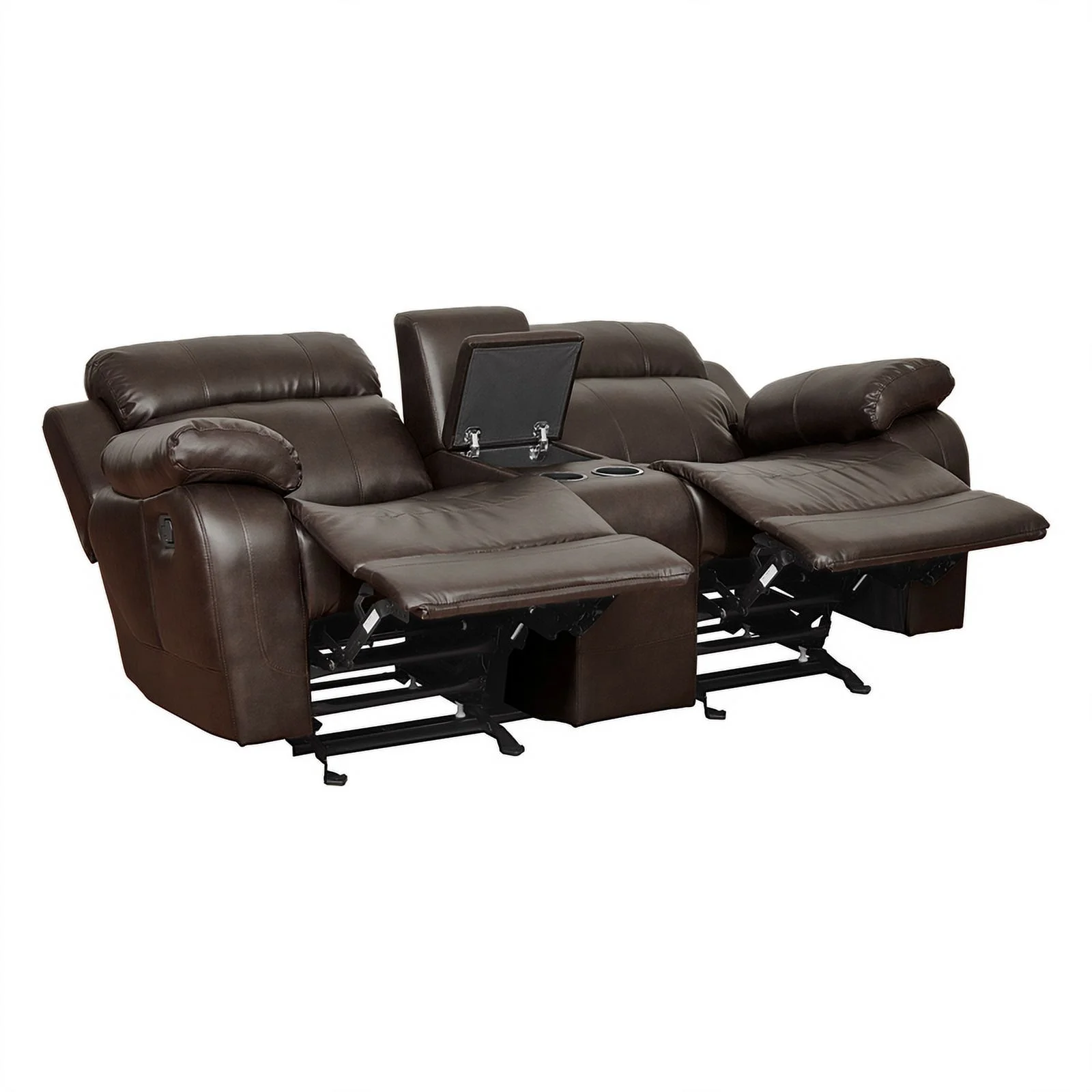 Lexicon Marille Faux Leather 2-Piece Manual Reclining Sofa Set in Brown