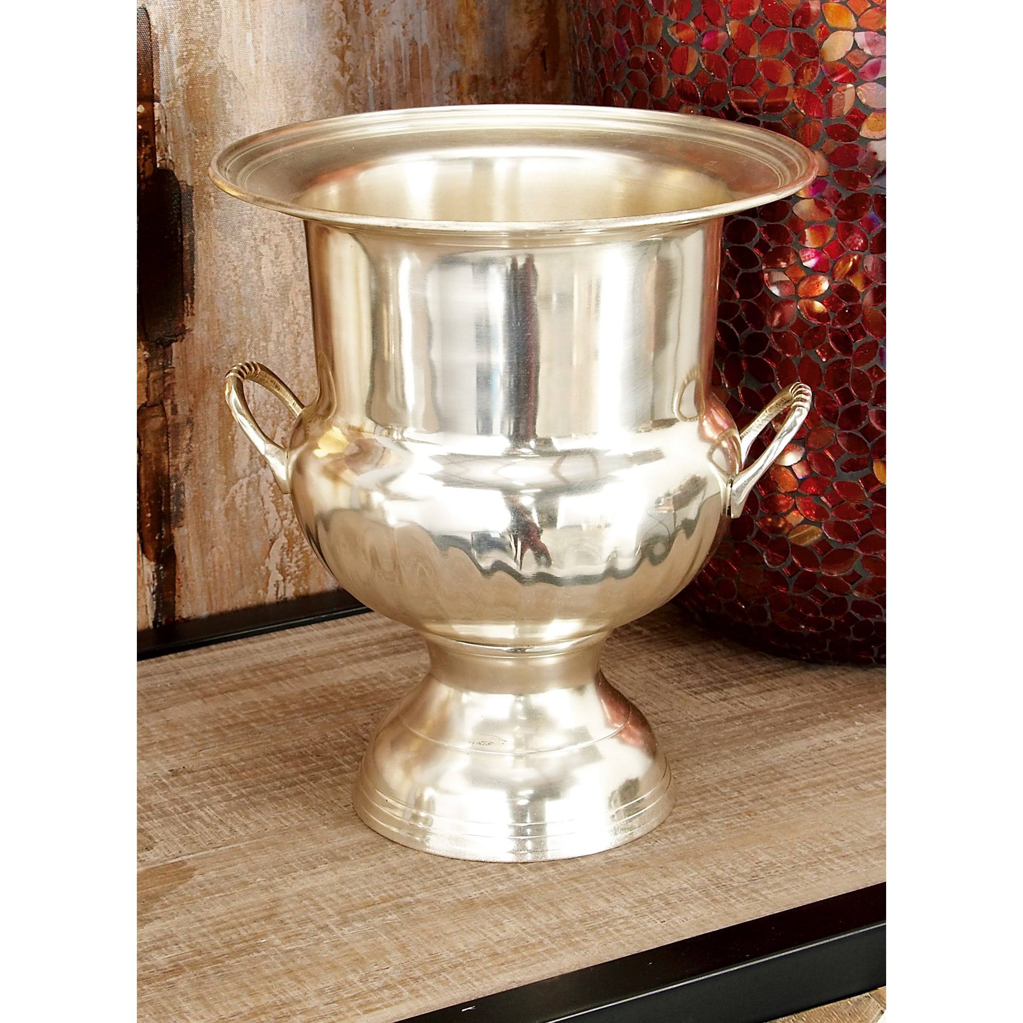 Benzara Silver Plated Brass Ice u0026 Wine Bucket