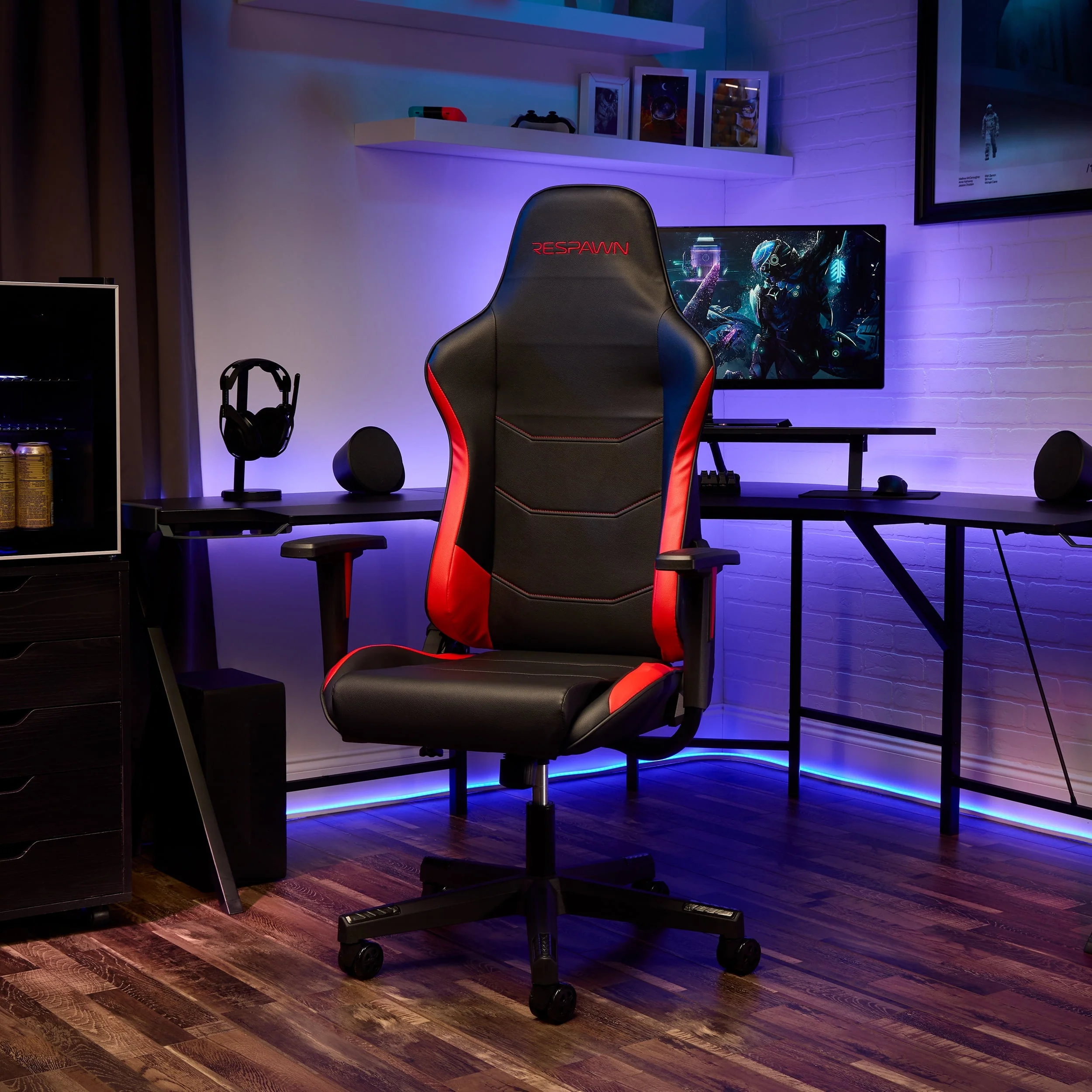 RESPAWN 110 Ergonomic PVC Gaming Chair-Racing Style High Back Office Chair -Integrated Headrest, Recline with Adjustable Tilt Tension & Angle Lock