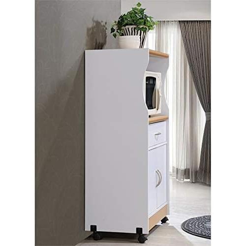 Microwave Kitchen Cart In White