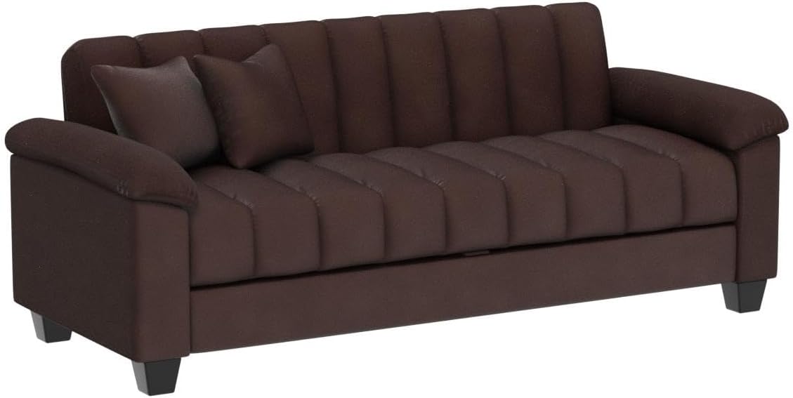 83" Convertible Modern Velvet Storage Sleeper Sofa Bed in Brown