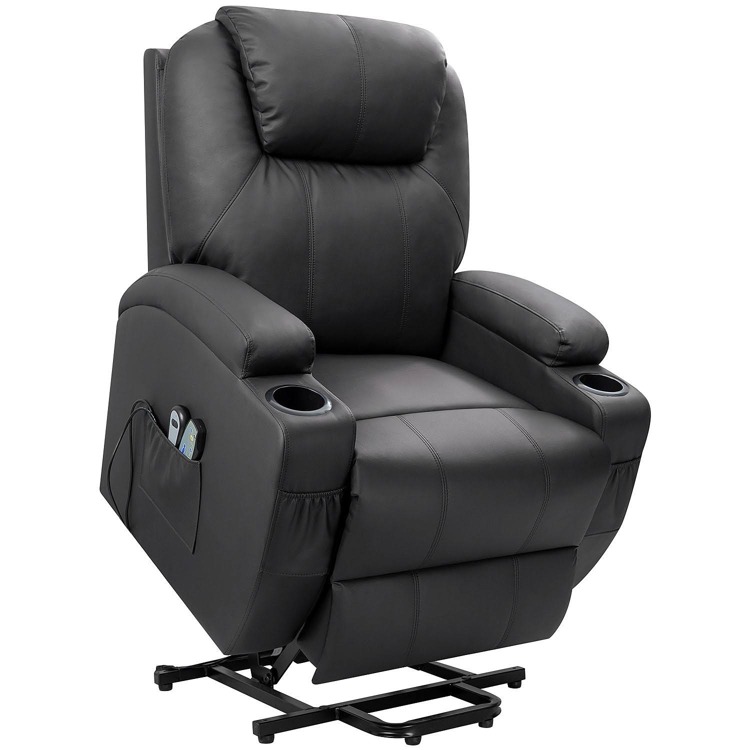 Walnew Power Lift Recliner with Massage and HEAT, Black - Black