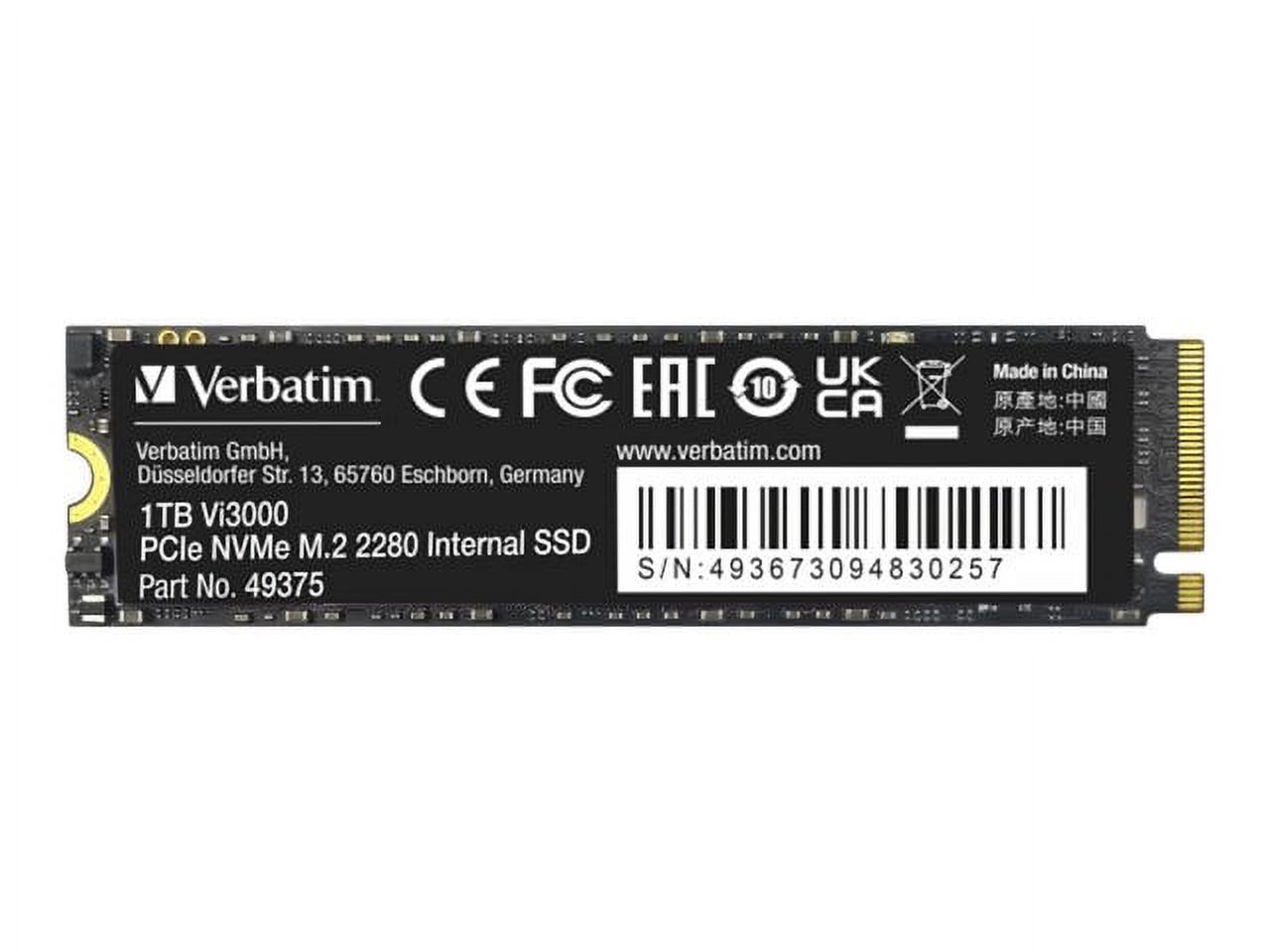 Verbatim Vi3000 1 TB Solid State Drive, M.2 2280 Internal, PCI Express NVMe (PCI Express NVMe x4)