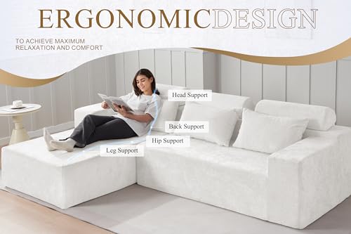HABUTWAY 105" L-Shape Modular Sectional Sofa Couch for Living Room,No Assembly Required,Modular Comfy Sofa with Deep Seat for Living Room Bedroom