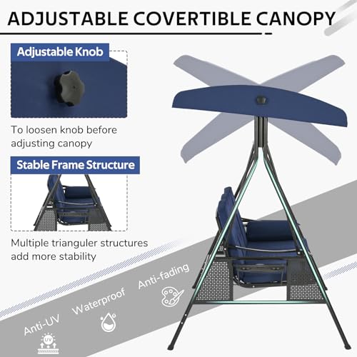 U-MAX Porch Swing Chair with Adjustable Backrest&Canopy