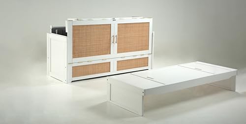 NIGHT & DAY Furniture Murphy Cube Cabinet Bed (White, Queen)
