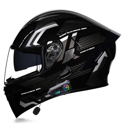 Adults Bluetooth Motorcycle Helmet Full Face Sun Visors Modular Helmets Flip up Motorbike Sport Offroad Mountain Lightweight Helmet for Men Women