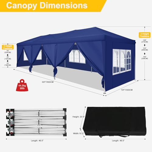 COBIZI Canopy 10x20 Pop Up Canopy Tent with 6 Sidewalls Party Tents for Parties Weddings Backyard Waterproof Canopy Outdoor Commercial Canopy Event