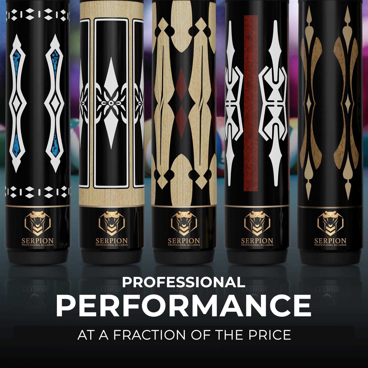 Serpion Pool Cue Stick 100% Canadian Maple Wood. Professional Billiard Pool Cue Stick with Hard Case and Joint Protectors