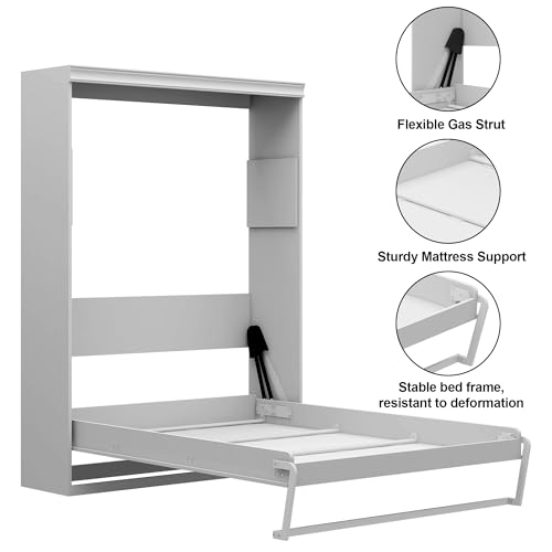 Black Wood Full Size Murphy Bed, Murphy Bed Full Space-Saving Wall Beds